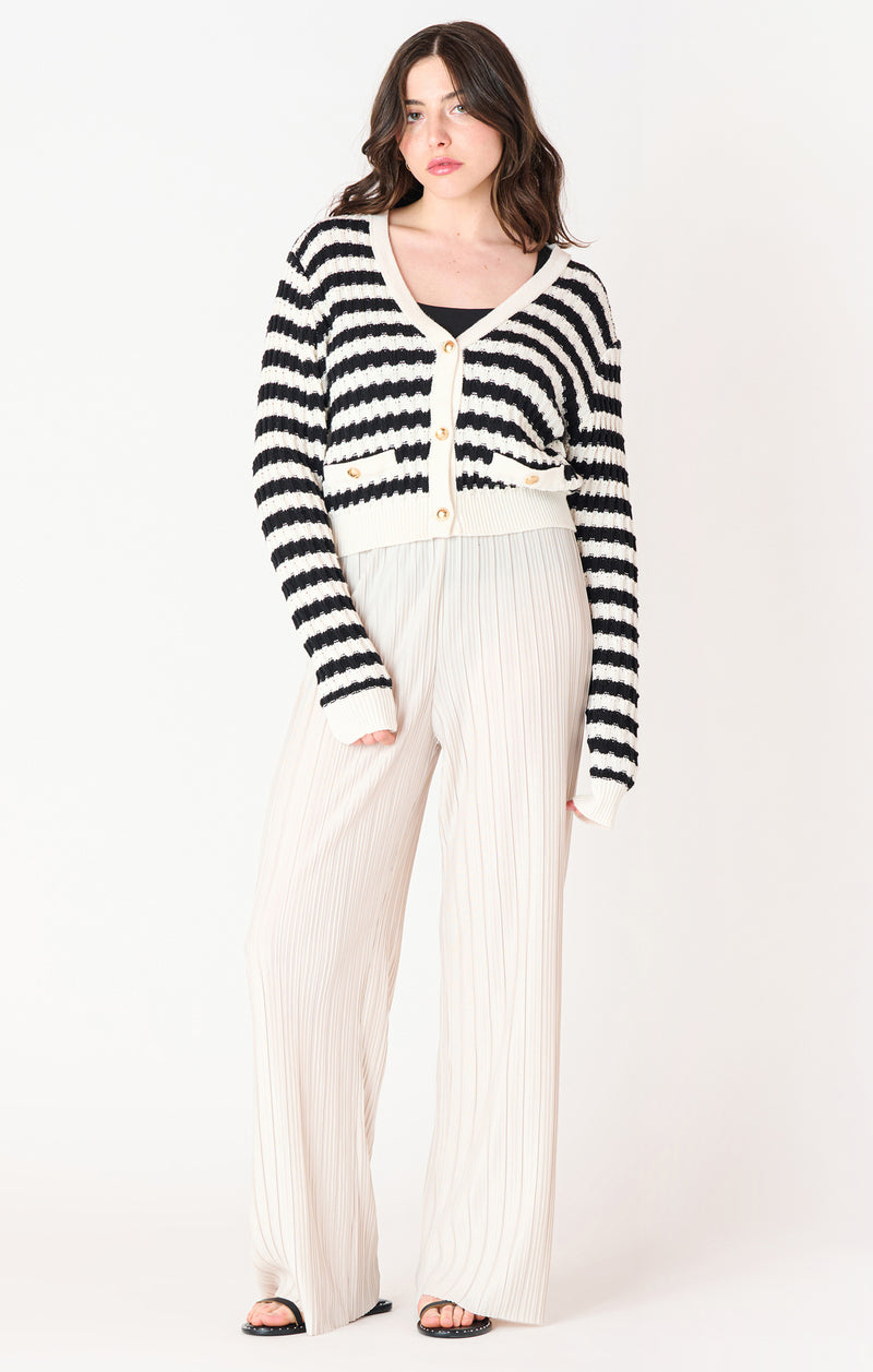 demi textured striped cardigan