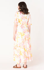 gia flutter sleeve tiered maxi dress