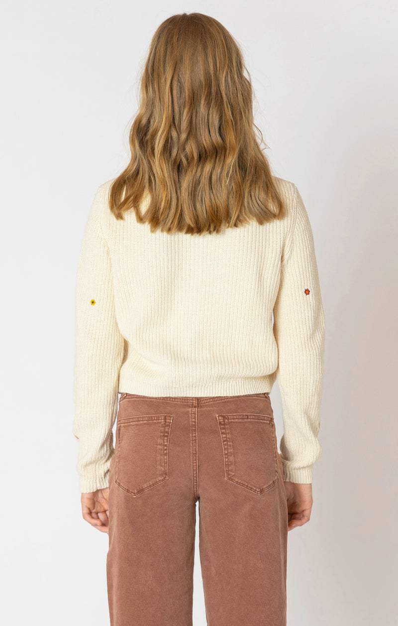 lonnie embroidered crewneck cardigan