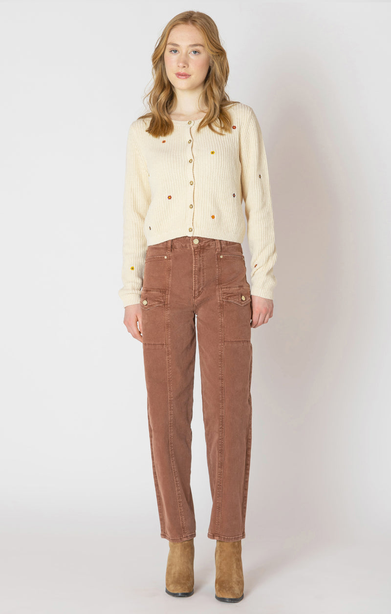 lonnie embroidered crewneck cardigan