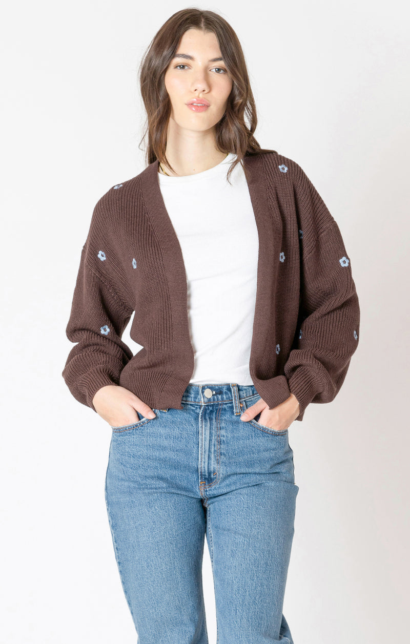 emory embroidered open cardigan