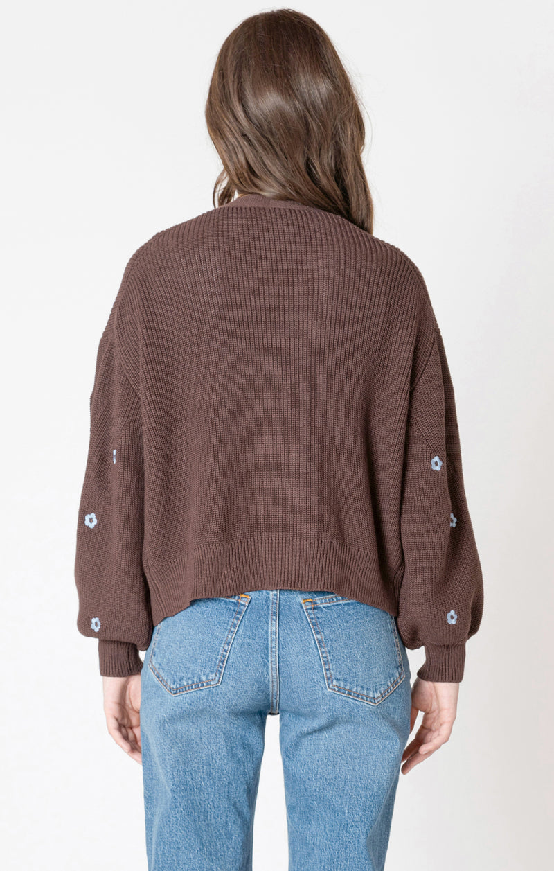 emory embroidered open cardigan