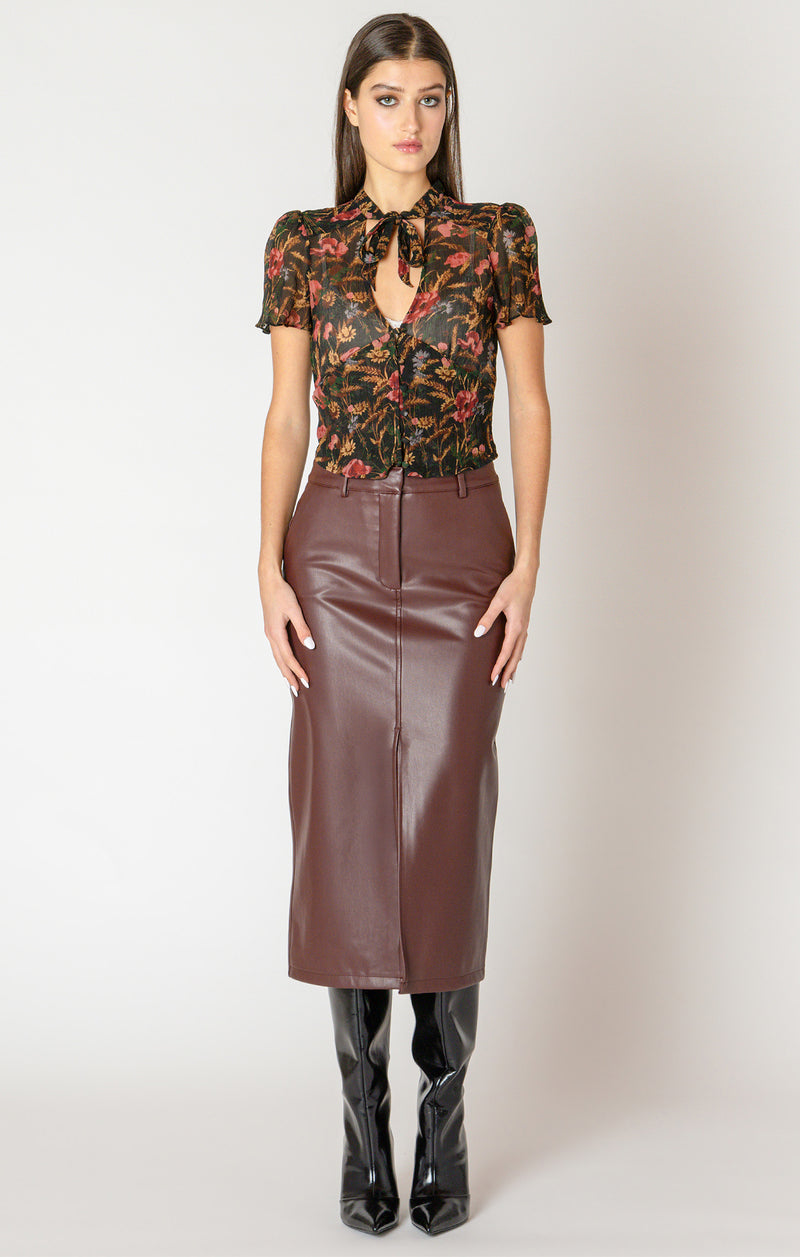 suzie faux leather midi skirt