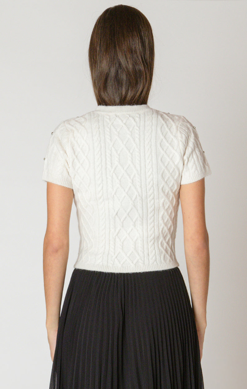 roz embellished cable sweater
