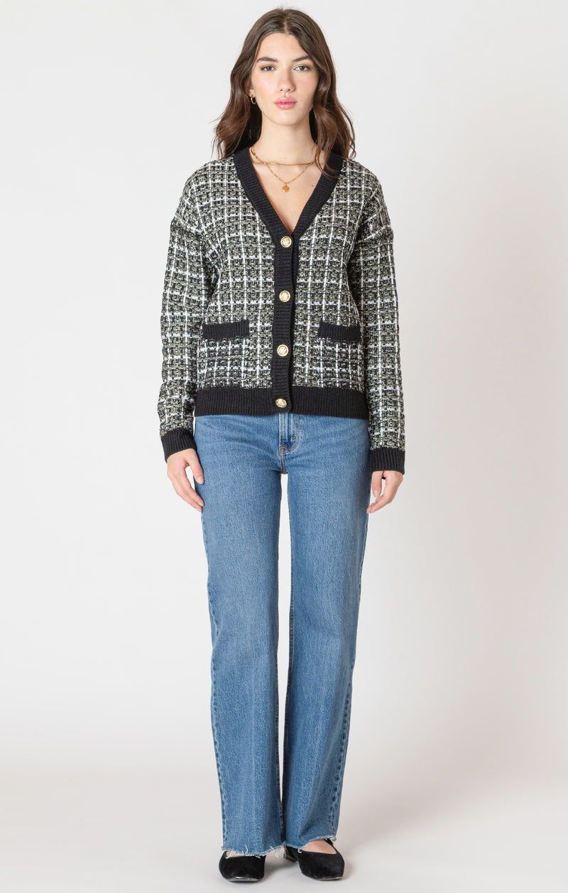 eliza tweed textured cardigan