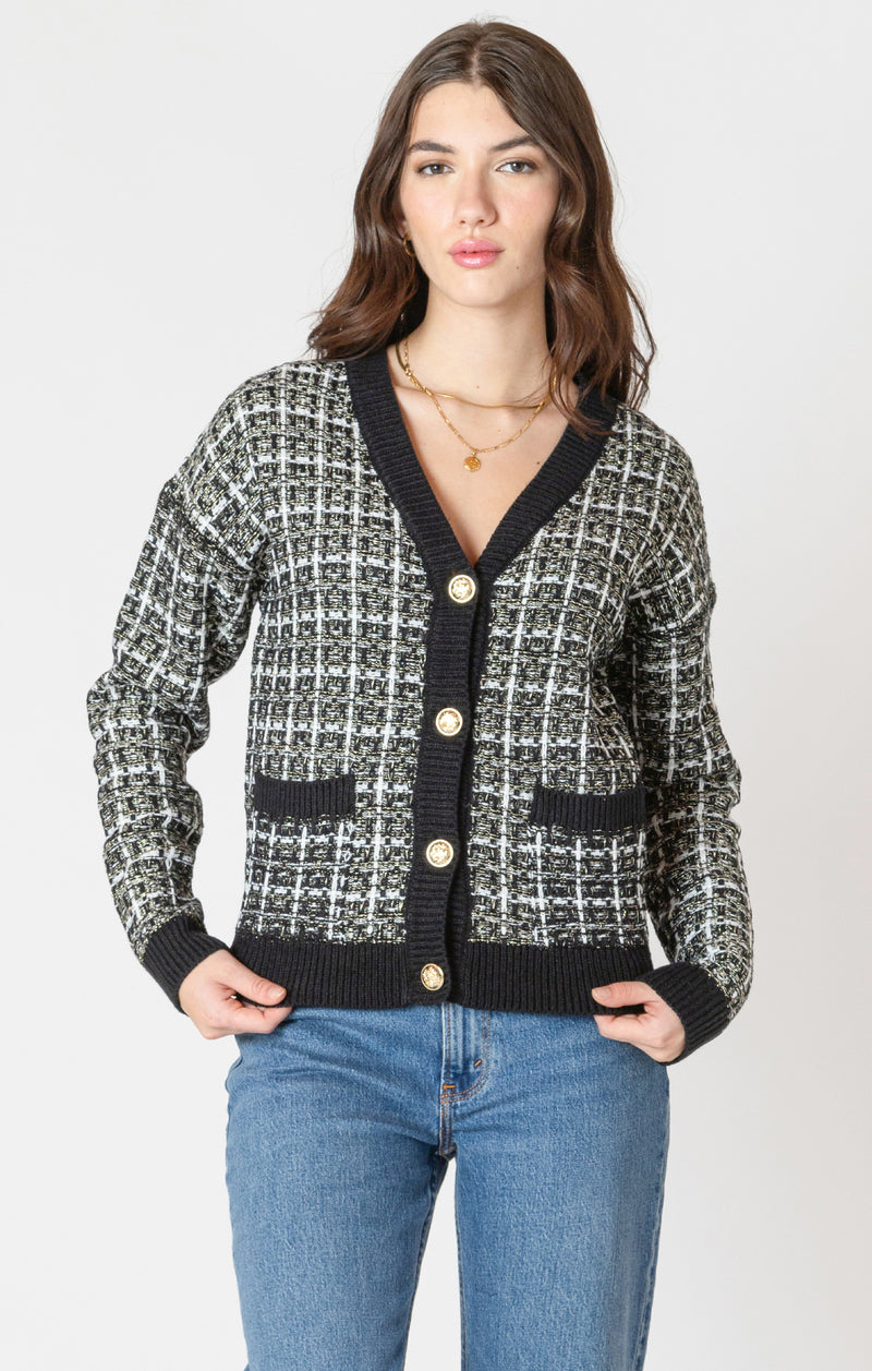 eliza tweed textured cardigan