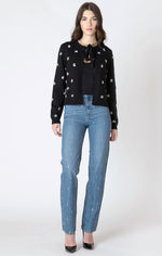 simone embellished tie-front cardigan