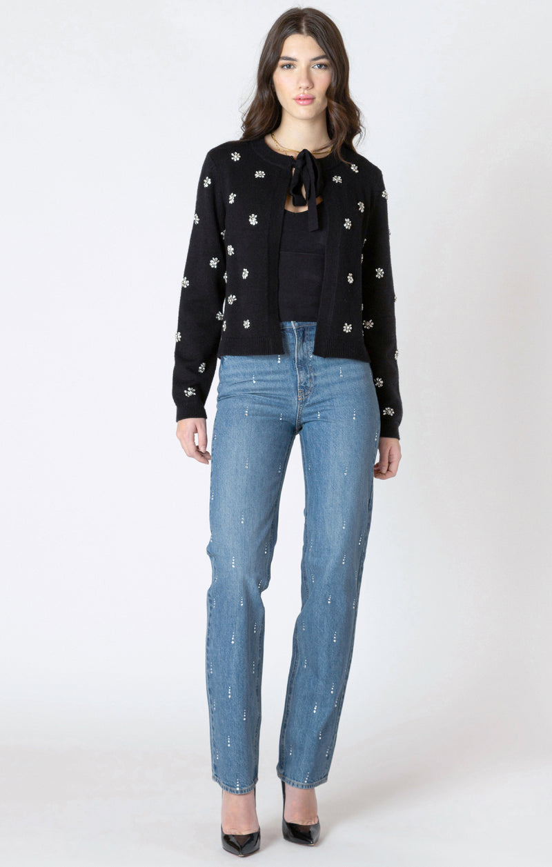 simone embellished tie-front cardigan