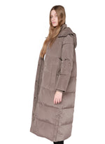 hooded longline puffer jacket