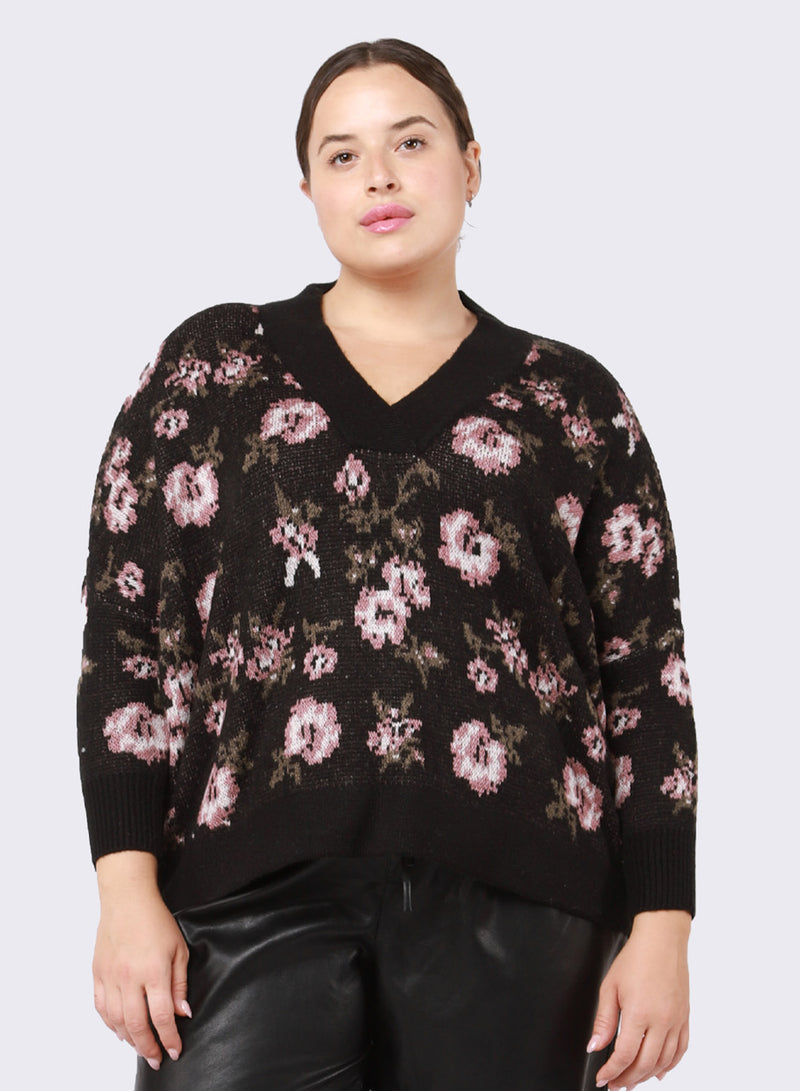 cadence pink roses sweater