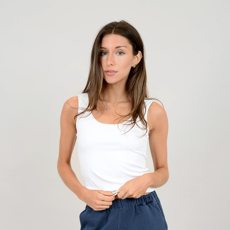 tanith rib tank top- white