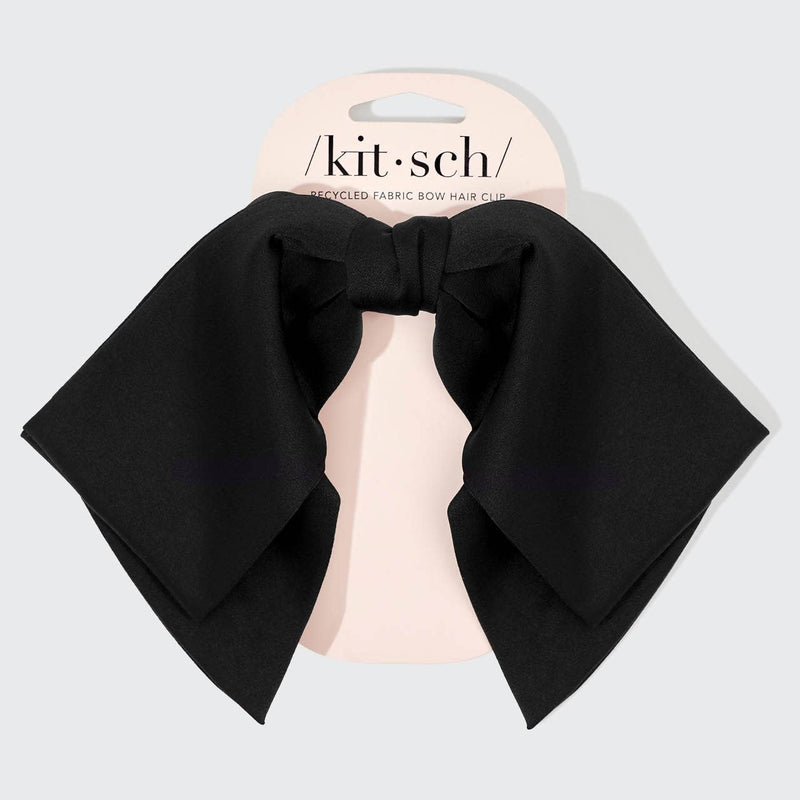 recycled fabric bow hair clip- black