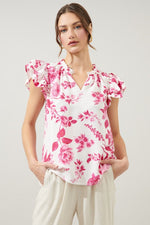 clarice floral bellissima ruffle sleeve top