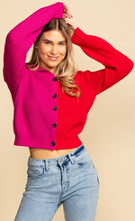 amy button up sweater- rose